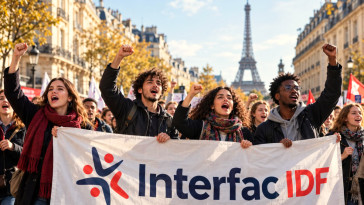 À Paris, des étudiants contestent les interdictions de manifester lors d'un rassemblement