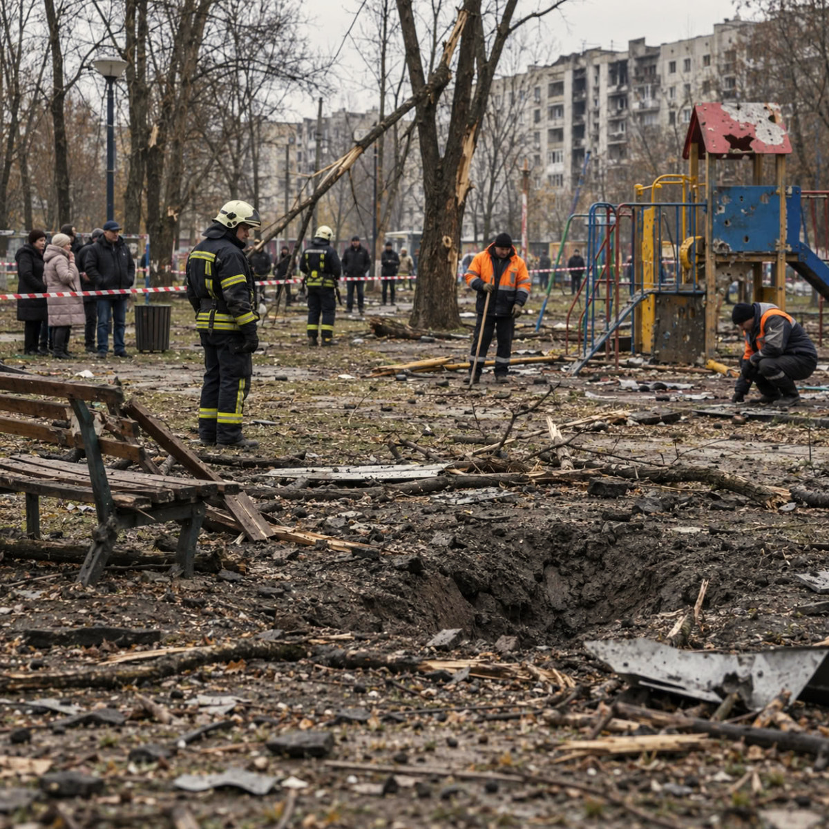 Ukraine : six morts, dont trois enfants, dans une frappe russe dans un parc près de Kharkiv