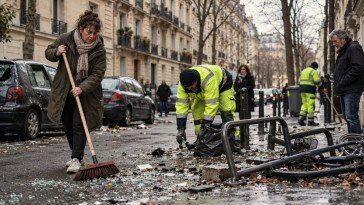 Après les violences du 17 octobre, des riverains de Paris, Lyon et Limoges remettent les rues en état
